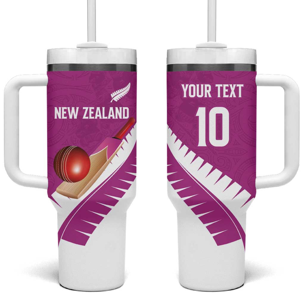 Custom New Zealand Cricket Tumbler With Handle Kiwi Birds Haka Dance Pink Fern Sporty Style LT03 One Size: 40 oz Pink - Polynesian Pride