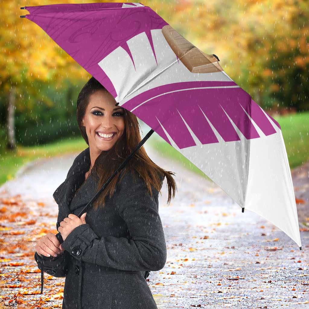 New Zealand Cricket Umbrella Kiwi Birds Haka Dance Pink Fern Sporty Style
