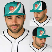 New Zealand Cricket Baseball Net Cap Kiwi Birds Haka Dance Turquoise Fern Sporty Style