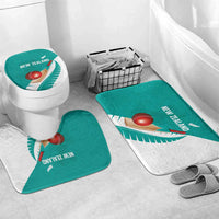 New Zealand Cricket Bathroom Set Kiwi Birds Haka Dance Turquoise Fern Sporty Style