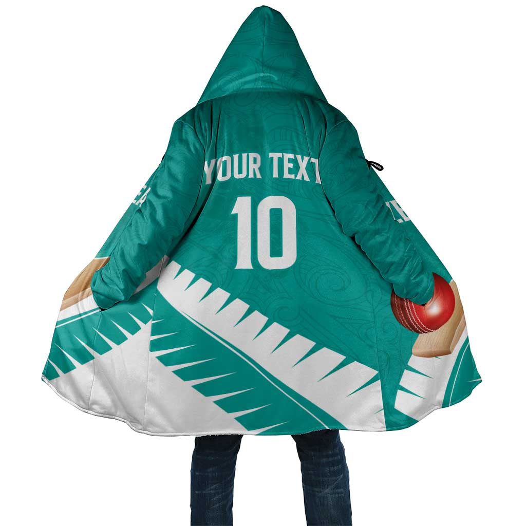 Custom New Zealand Cricket Cloak Kiwi Birds Haka Dance Turquoise Fern Sporty Style