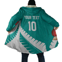 Custom New Zealand Cricket Cloak Kiwi Birds Haka Dance Turquoise Fern Sporty Style