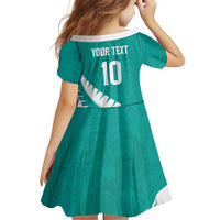 Custom New Zealand Cricket Family Matching Off Shoulder Short Dress and Hawaiian Shirt Kiwi Birds Haka Dance Turquoise Fern Sporty Style LT03 - Polynesian Pride