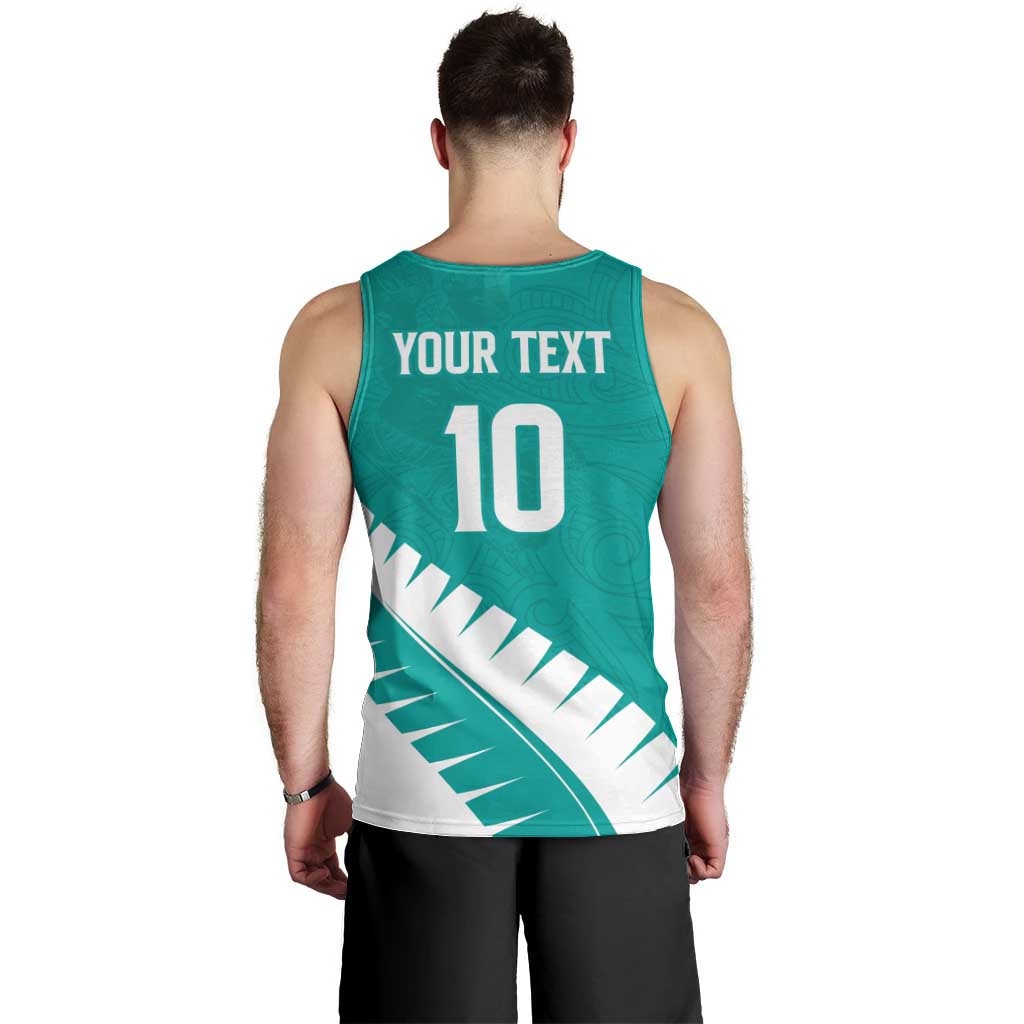 Custom New Zealand Cricket Men Tank Top Kiwi Birds Haka Dance Turquoise Fern Sporty Style