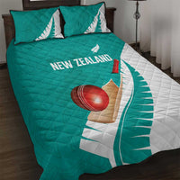 New Zealand Cricket Quilt Bed Set Kiwi Birds Haka Dance Turquoise Fern Sporty Style