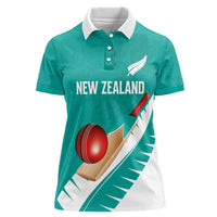 Custom New Zealand Cricket Women Polo Shirt Kiwi Birds Haka Dance Turquoise Fern Sporty Style