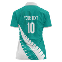 Custom New Zealand Cricket Women Polo Shirt Kiwi Birds Haka Dance Turquoise Fern Sporty Style