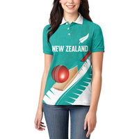 Custom New Zealand Cricket Women Polo Shirt Kiwi Birds Haka Dance Turquoise Fern Sporty Style