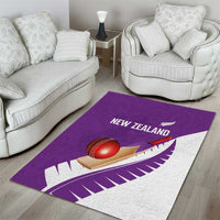New Zealand Cricket Area Rug Kiwi Birds Haka Dance Purple Fern Sporty Style