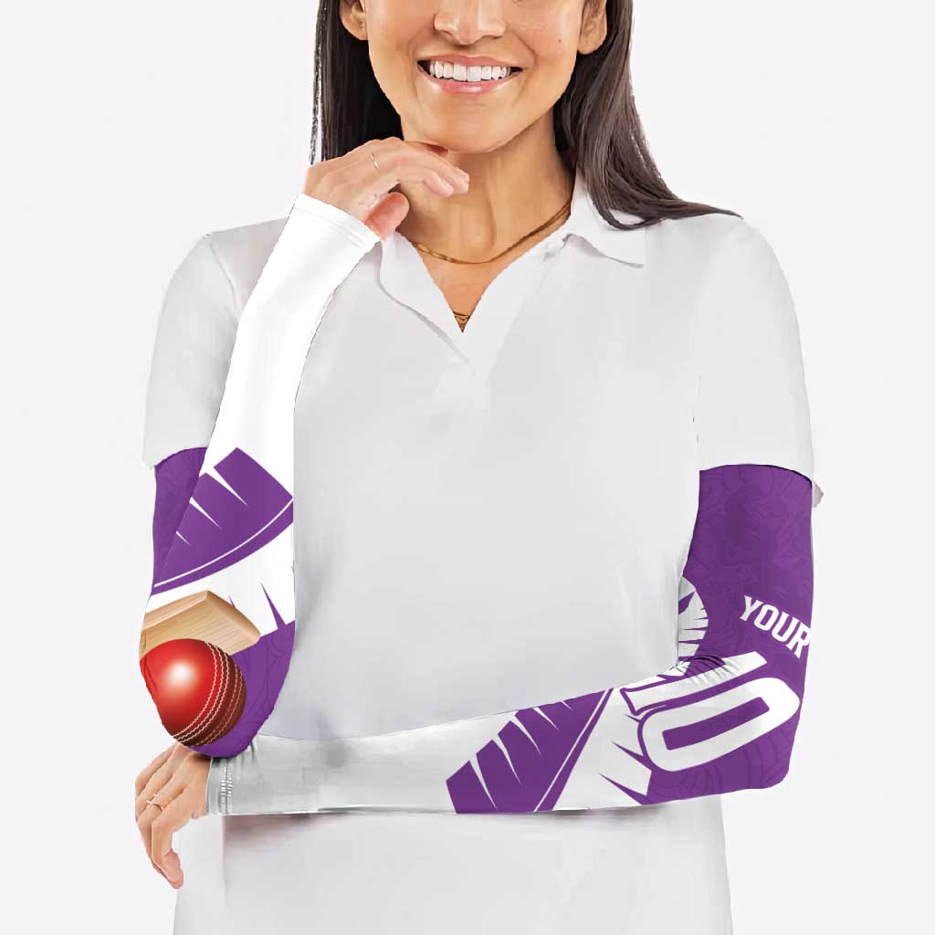 Custom New Zealand Cricket Arm Sleeves Kiwi Birds Haka Dance Purple Fern Sporty Style