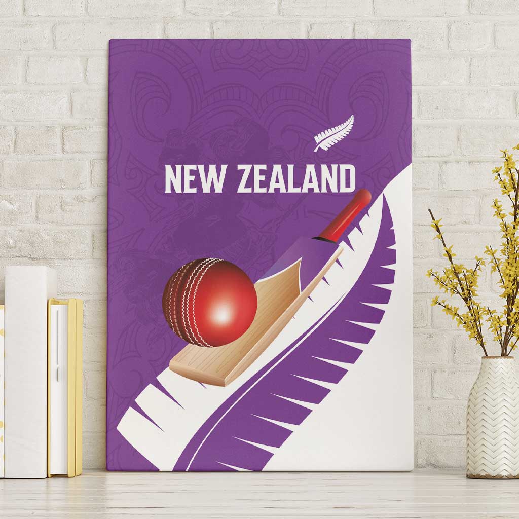 New Zealand Cricket Canvas Wall Art Kiwi Birds Haka Dance Purple Fern Sporty Style