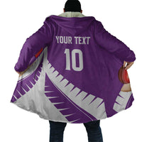 Custom New Zealand Cricket Cloak Kiwi Birds Haka Dance Purple Fern Sporty Style