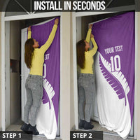 Custom New Zealand Cricket Door Cover Kiwi Birds Haka Dance Purple Fern Sporty Style