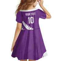 Custom New Zealand Cricket Family Matching Long Sleeve Bodycon Dress and Hawaiian Shirt Kiwi Birds Haka Dance Purple Fern Sporty Style