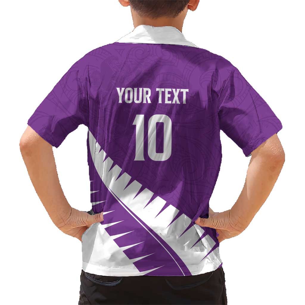 Custom New Zealand Cricket Family Matching Mermaid Dress and Hawaiian Shirt Kiwi Birds Haka Dance Purple Fern Sporty Style