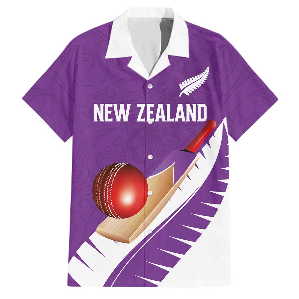 Custom New Zealand Cricket Family Matching Mermaid Dress and Hawaiian Shirt Kiwi Birds Haka Dance Purple Fern Sporty Style