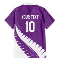 Custom New Zealand Cricket Family Matching Mermaid Dress and Hawaiian Shirt Kiwi Birds Haka Dance Purple Fern Sporty Style