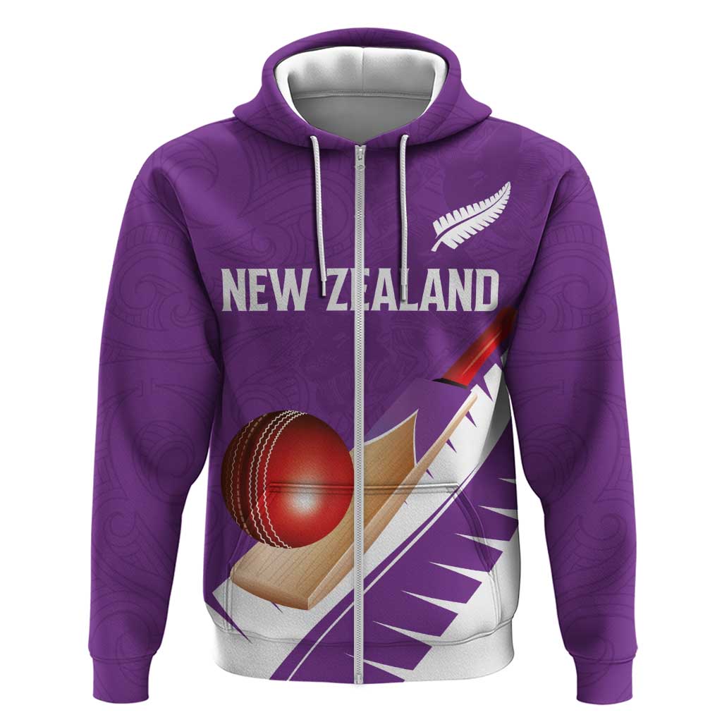 Custom New Zealand Cricket Hoodie Kiwi Birds Haka Dance Purple Fern Sporty Style