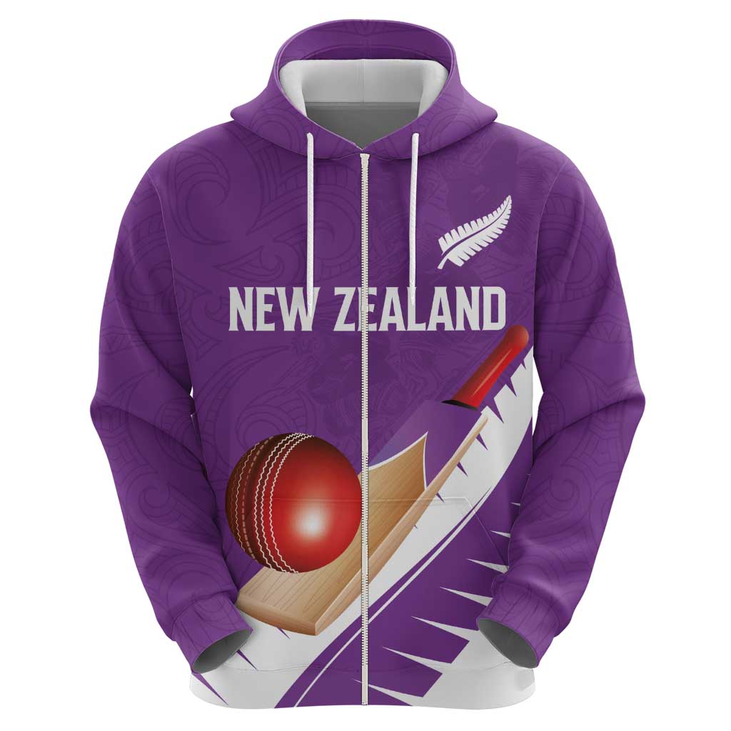 Custom New Zealand Cricket Hoodie Kiwi Birds Haka Dance Purple Fern Sporty Style