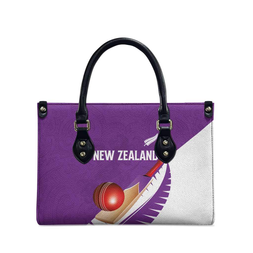 New Zealand Cricket Leather Bag Kiwi Birds Haka Dance Purple Fern Sporty Style