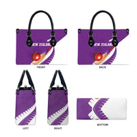 New Zealand Cricket Leather Bag Kiwi Birds Haka Dance Purple Fern Sporty Style