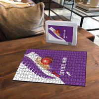 New Zealand Cricket Puzzle Kiwi Birds Haka Dance Purple Fern Sporty Style