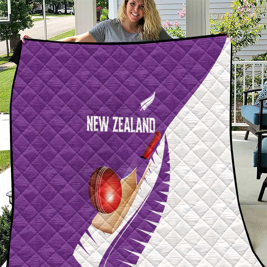 New Zealand Cricket Quilt Kiwi Birds Haka Dance Purple Fern Sporty Style