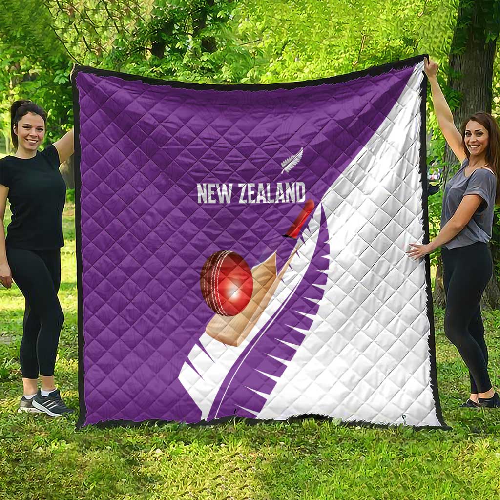 New Zealand Cricket Quilt Kiwi Birds Haka Dance Purple Fern Sporty Style