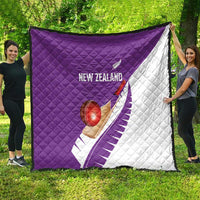 New Zealand Cricket Quilt Kiwi Birds Haka Dance Purple Fern Sporty Style