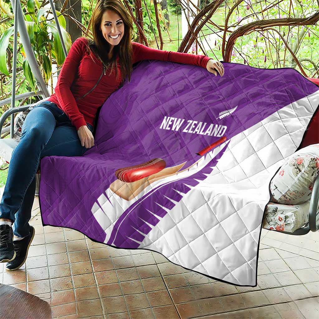 New Zealand Cricket Quilt Kiwi Birds Haka Dance Purple Fern Sporty Style