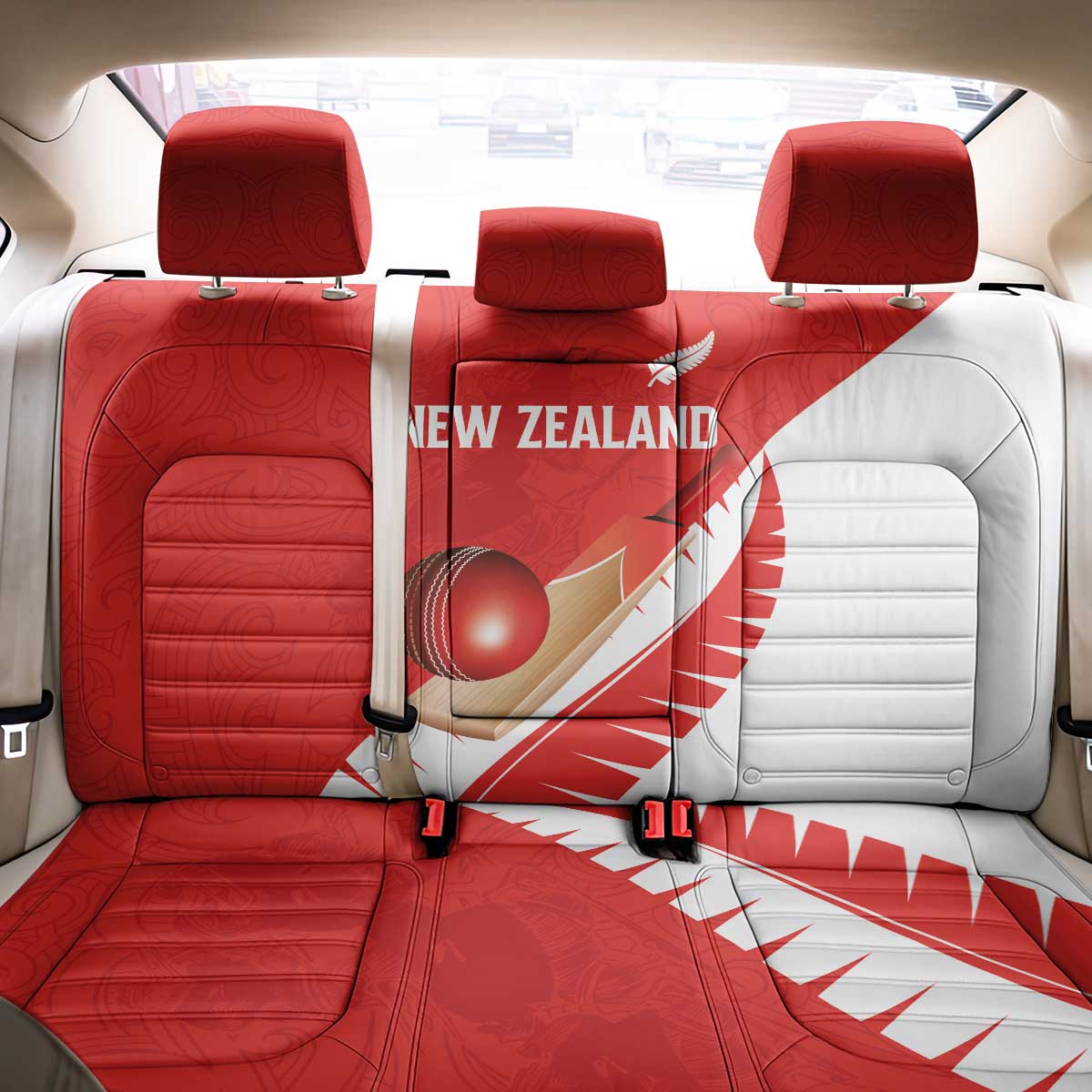 New Zealand Cricket Back Car Seat Cover Kiwi Birds Haka Dance Red Fern Sporty Style
