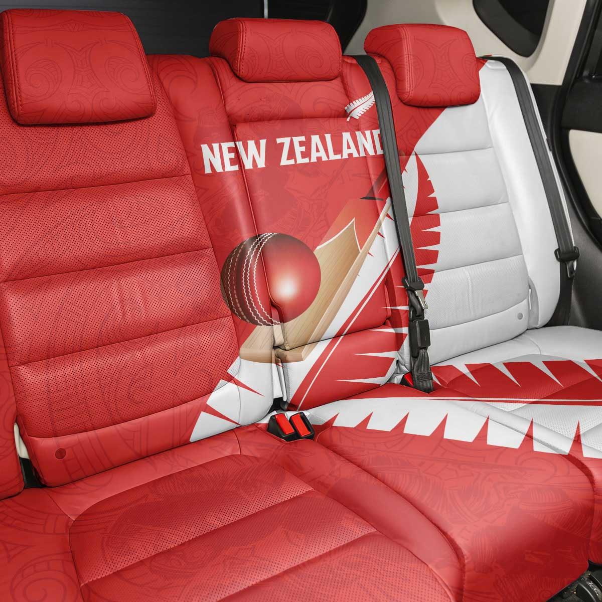 New Zealand Cricket Back Car Seat Cover Kiwi Birds Haka Dance Red Fern Sporty Style
