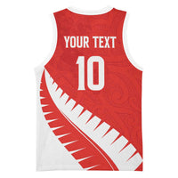 Custom New Zealand Cricket Basketball Jersey Kiwi Birds Haka Dance Red Fern Sporty Style