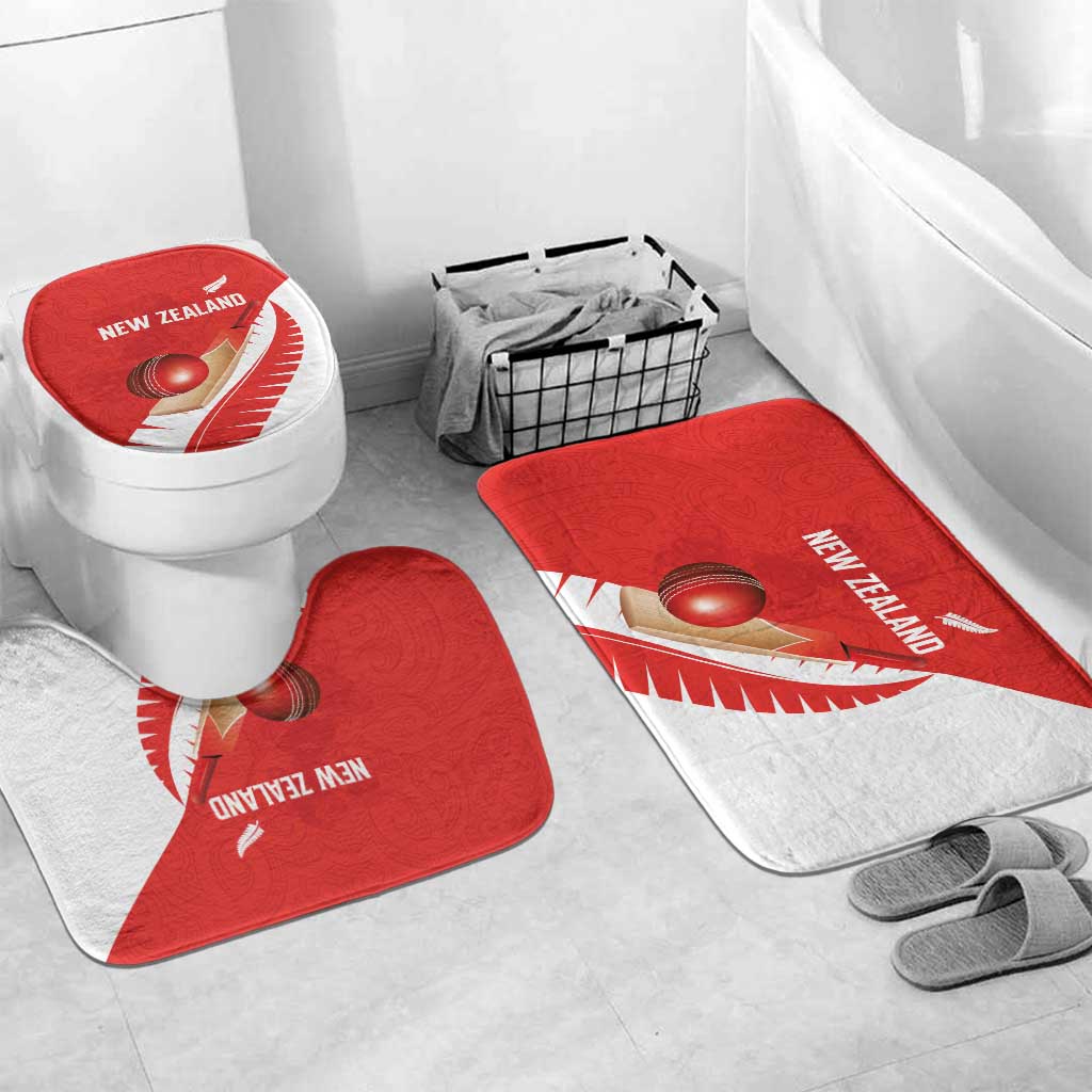 New Zealand Cricket Bathroom Set Kiwi Birds Haka Dance Red Fern Sporty Style