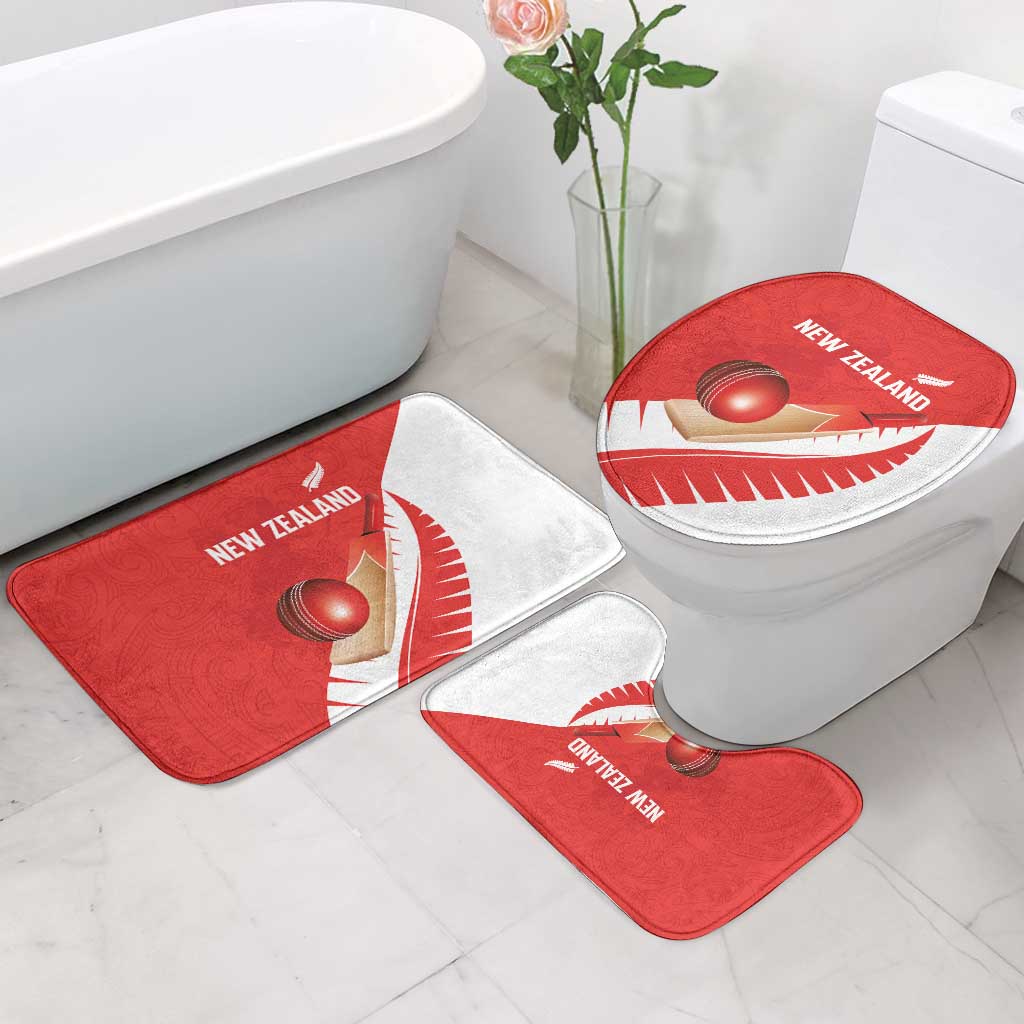 New Zealand Cricket Bathroom Set Kiwi Birds Haka Dance Red Fern Sporty Style