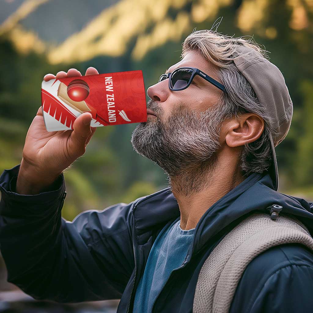 Custom New Zealand Cricket 4 in 1 Can Cooler Tumbler Kiwi Birds Haka Dance Red Fern Sporty Style