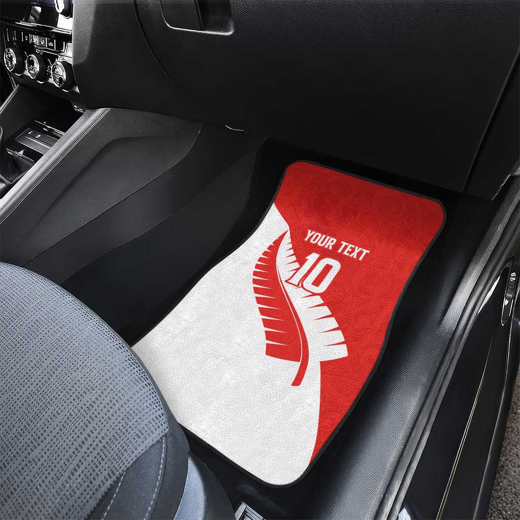 Custom New Zealand Cricket Car Mats Kiwi Birds Haka Dance Red Fern Sporty Style