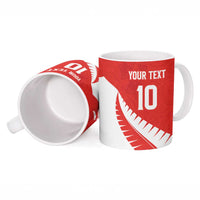 Custom New Zealand Cricket Ceramic Mug Kiwi Birds Haka Dance Red Fern Sporty Style