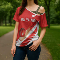 Custom New Zealand Cricket Cross Shoulder Shirt Kiwi Birds Haka Dance Red Fern Sporty Style