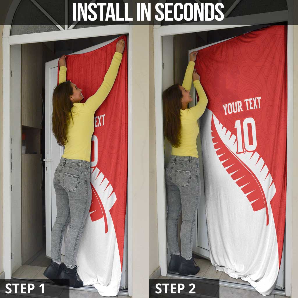 Custom New Zealand Cricket Door Cover Kiwi Birds Haka Dance Red Fern Sporty Style