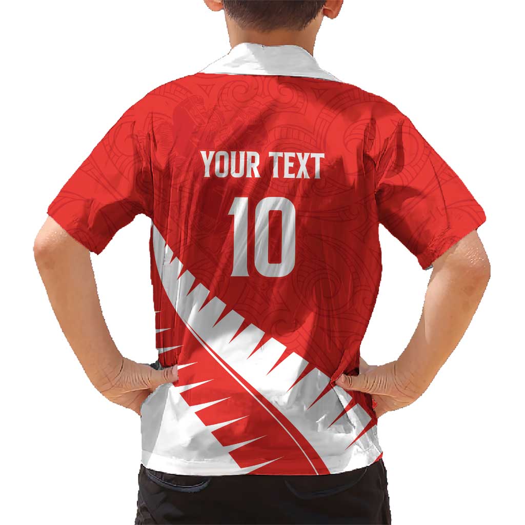 Custom New Zealand Cricket Family Matching Off Shoulder Maxi Dress and Hawaiian Shirt Kiwi Birds Haka Dance Red Fern Sporty Style