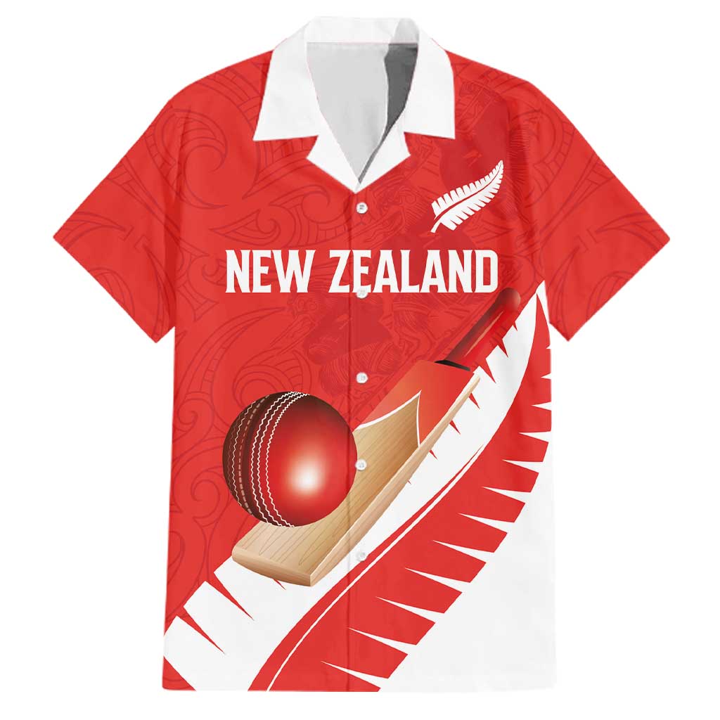 Custom New Zealand Cricket Family Matching Off Shoulder Short Dress and Hawaiian Shirt Kiwi Birds Haka Dance Red Fern Sporty Style