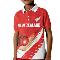 Custom New Zealand Cricket Kid Polo Shirt Kiwi Birds Haka Dance Red Fern Sporty Style