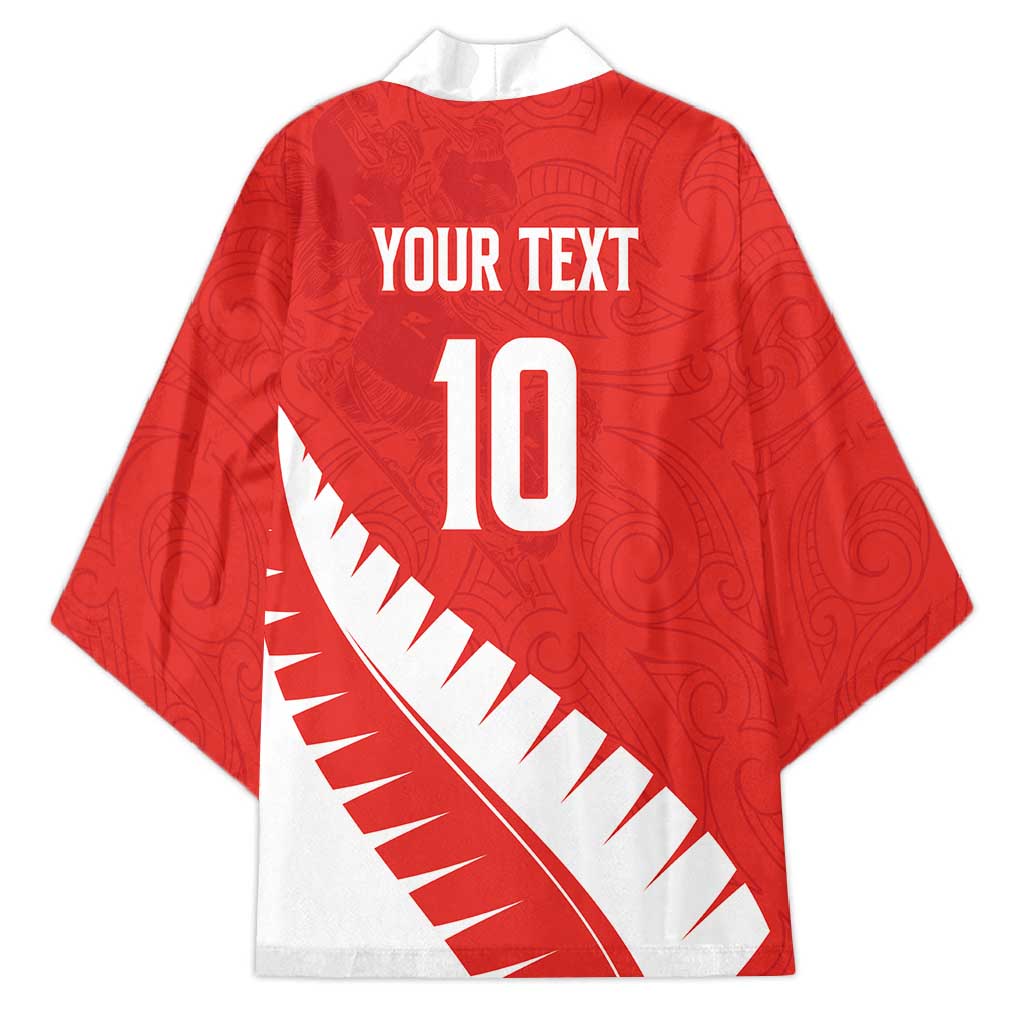 Custom New Zealand Cricket Kimono Kiwi Birds Haka Dance Red Fern Sporty Style