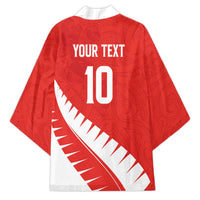 Custom New Zealand Cricket Kimono Kiwi Birds Haka Dance Red Fern Sporty Style