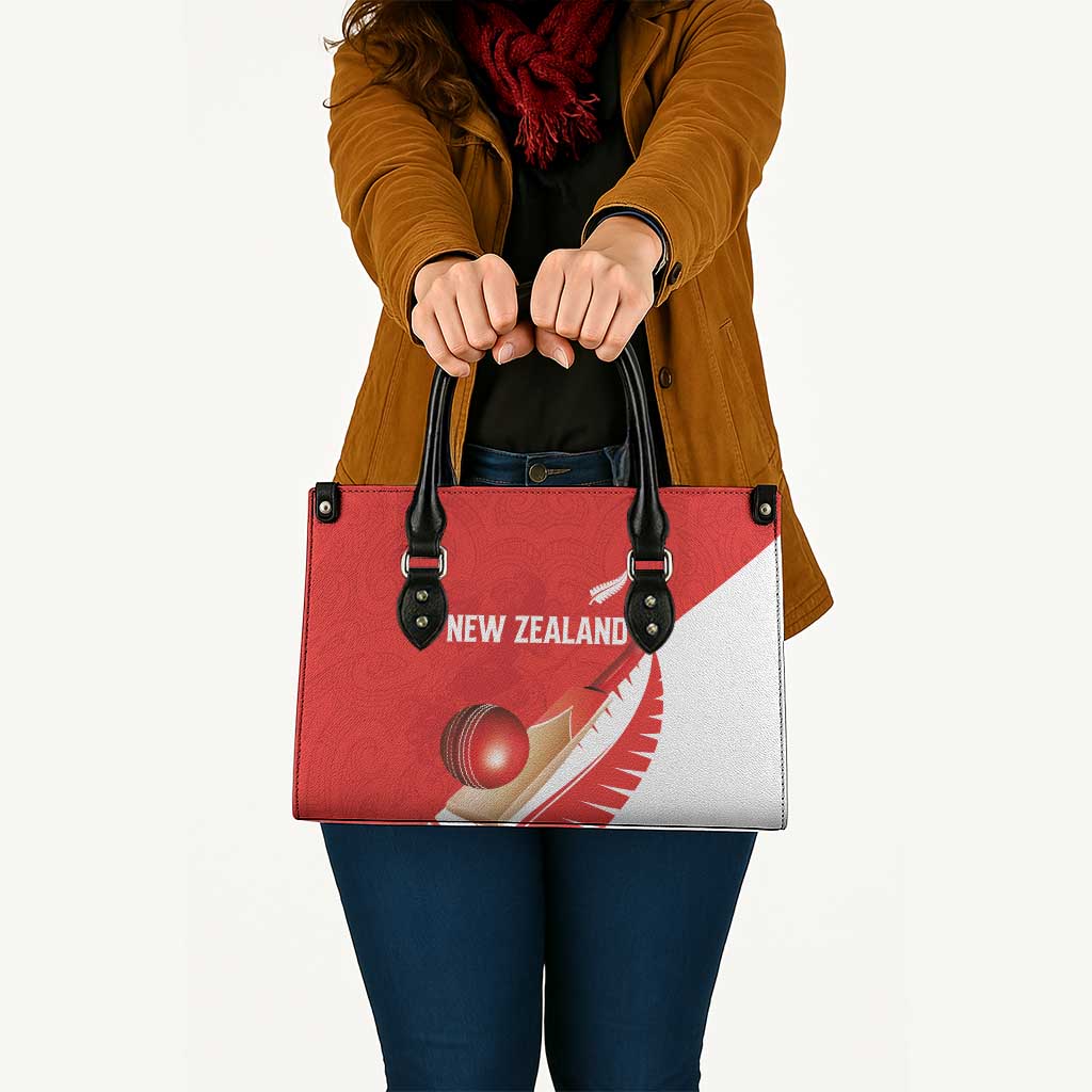 New Zealand Cricket Leather Bag Kiwi Birds Haka Dance Red Fern Sporty Style