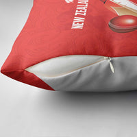 New Zealand Cricket Pillow Cover Kiwi Birds Haka Dance Red Fern Sporty Style