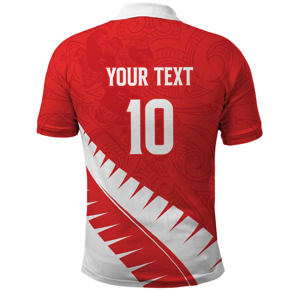 Custom New Zealand Cricket Polo Shirt Kiwi Birds Haka Dance Red Fern Sporty Style