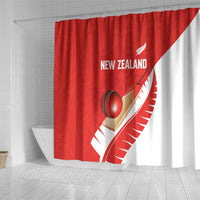 New Zealand Cricket Shower Curtain Kiwi Birds Haka Dance Red Fern Sporty Style