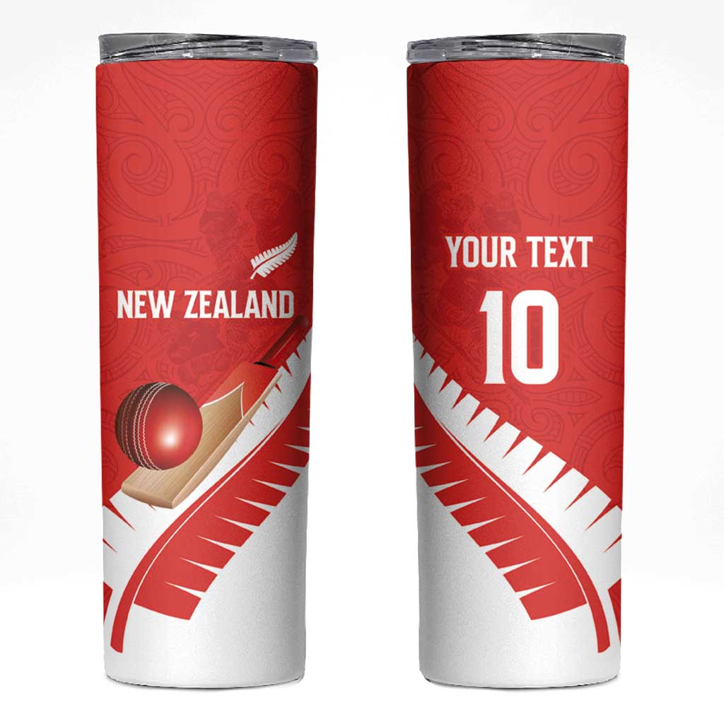 Custom New Zealand Cricket Skinny Tumbler Kiwi Birds Haka Dance Red Fern Sporty Style